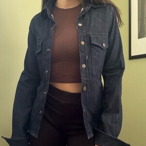 Zara Blue Fitted Jean Jacket Classic Denim